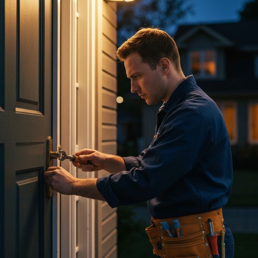QA Locksmith technician unlocking a residential door in Toronto